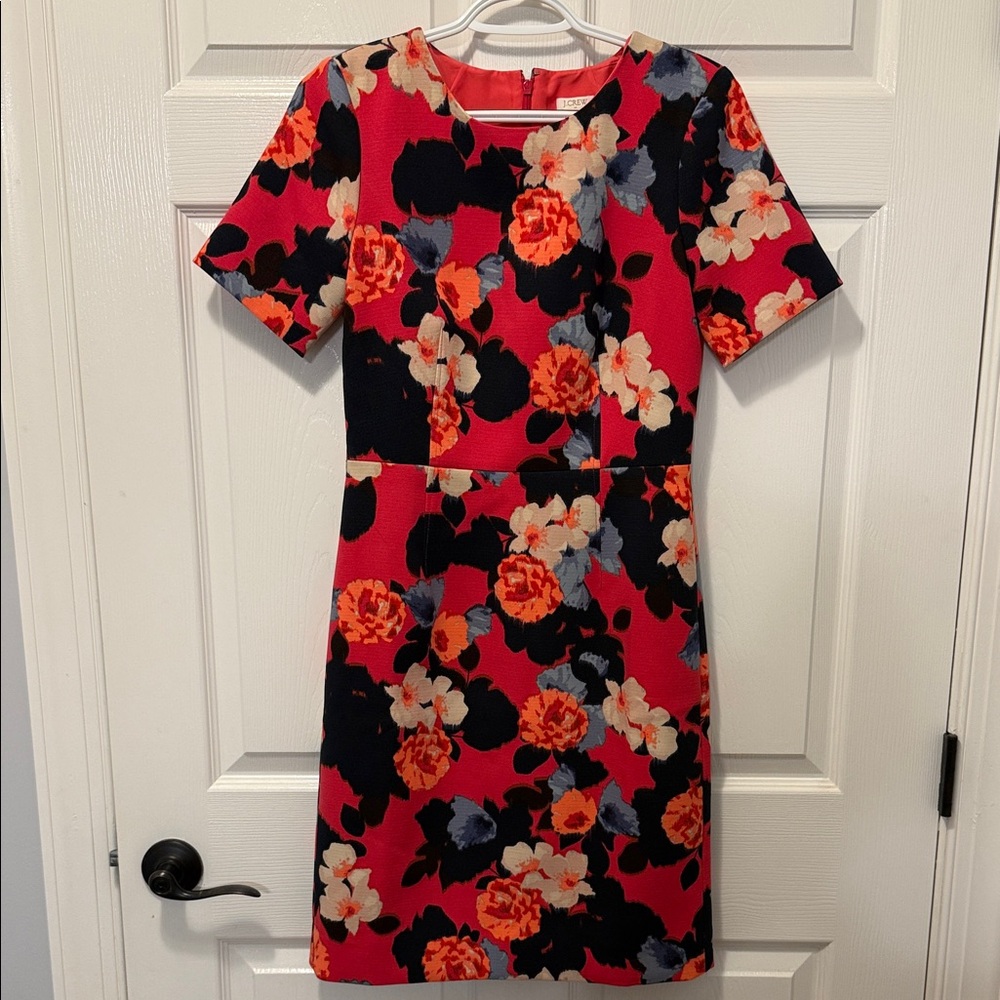 J. Crew Pink and Navy Floral Mini Dress